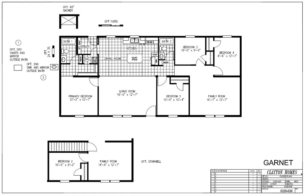 The GARNET Floor Plan. This Manufactured Mobile Home features 3 bedrooms and 2 baths.