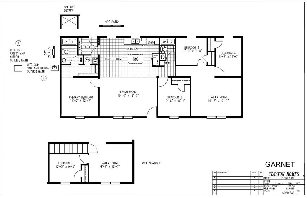 The GARNET Floor Plan. This Manufactured Mobile Home features 3 bedrooms and 2 baths.