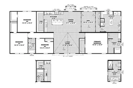 The THE RIVERWAY Floor Plan. This Manufactured Mobile Home features 4 bedrooms and 2 baths.