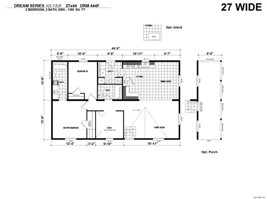 The DRM444F 44' DREAM Floor Plan. This Manufactured Mobile Home features 3 bedrooms and 2 baths.