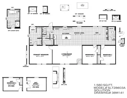 The THE SUNDOWNER Floor Plan. This Manufactured Mobile Home features 3 bedrooms and 2 baths.