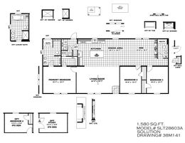 The THE SUNDOWNER Floor Plan. This Manufactured Mobile Home features 3 bedrooms and 2 baths.