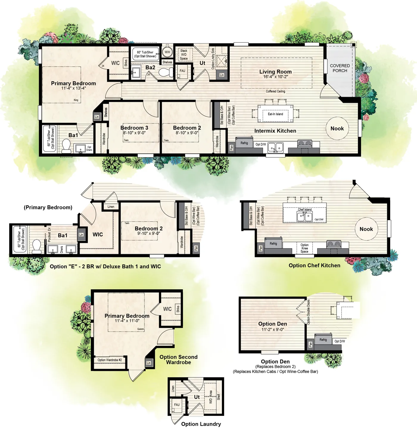 The GPII-2056-3B  WESTWOOD Floor Plan. This Manufactured Mobile Home features 3 bedrooms and 2 baths.