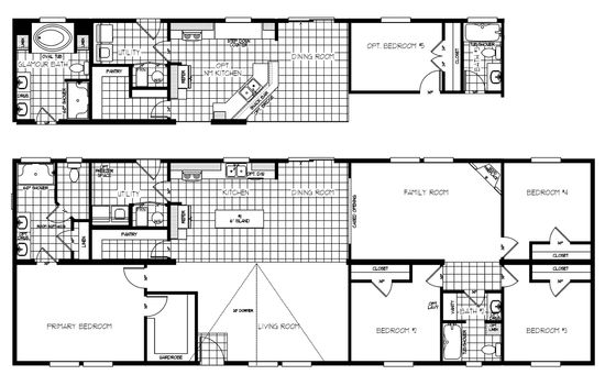 The K2776A Floor Plan. This Manufactured Mobile Home features 4 bedrooms and 2 baths.
