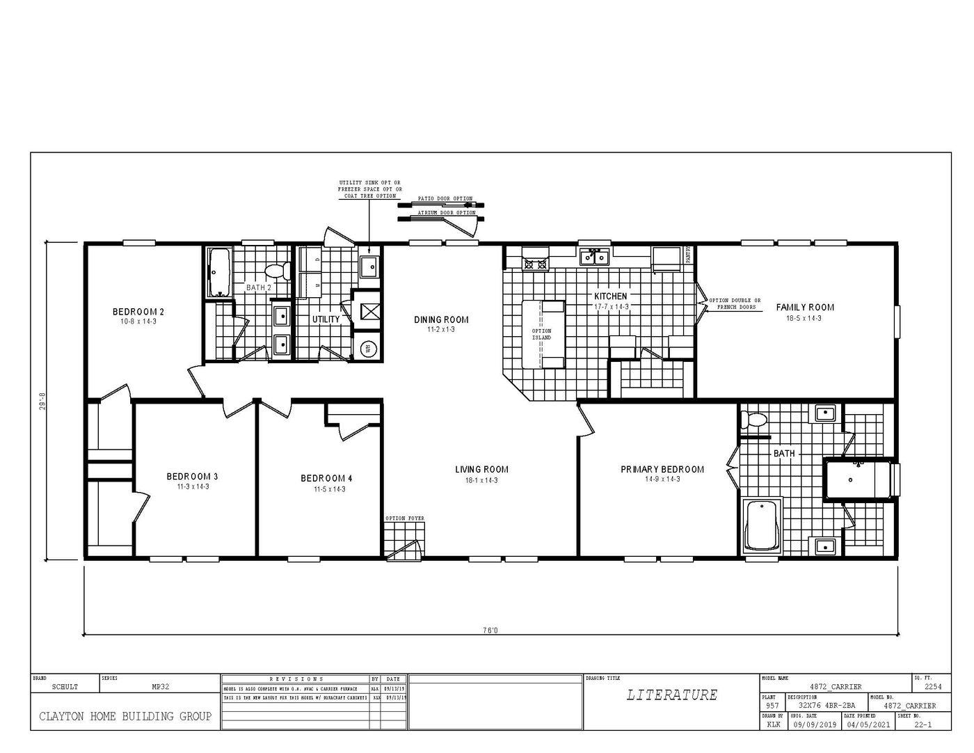 The 4872 ENTERPRISE 7632 Floor Plan. This Manufactured Mobile Home features 4 bedrooms and 2 baths.