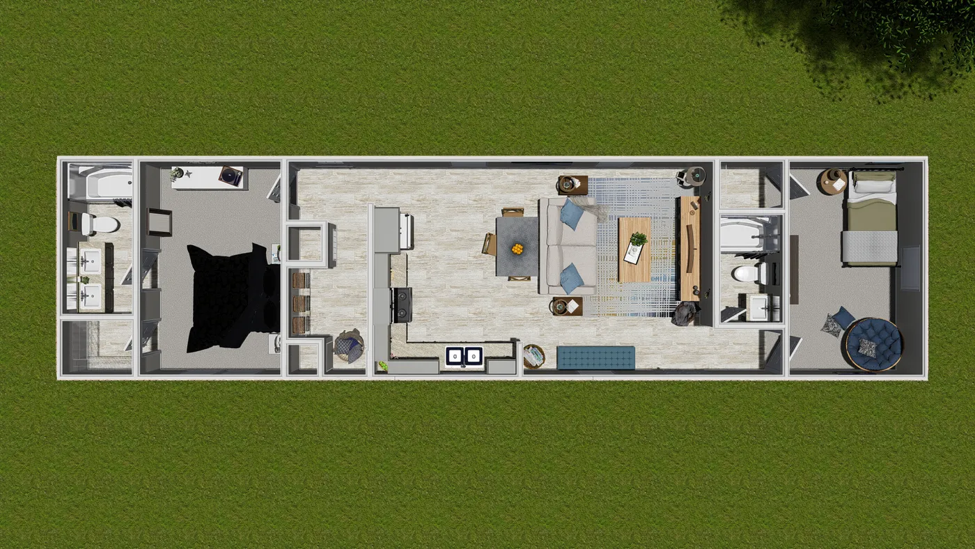 The 905  ADVANTAGE PLUS 6016 Floor Plan. This Manufactured Mobile Home features 2 bedrooms and 2 baths.