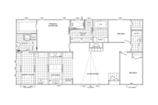 The THE ABIGAIL Floor Plan. This Manufactured Mobile Home features 3 bedrooms and 2 baths.