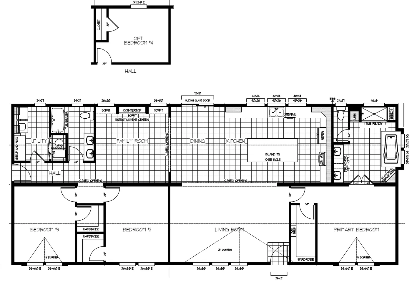 The EDGEWOOD Floor Plan. This Manufactured Mobile Home features 3 bedrooms and 2 baths.