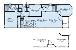 The MORRO BAY 20563-A Floor Plan. This Manufactured Mobile Home features 3 bedrooms and 2 baths.