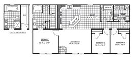 The TUCSON Floor Plan. This Manufactured Mobile Home features 3 bedrooms and 2 baths.