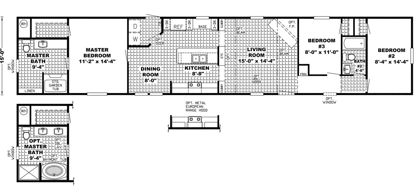 The SIG16763G Floor Plan. This Manufactured Mobile Home features 3 bedrooms and 2 baths.