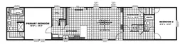 The ANNIVERSARY 16763A Floor Plan. This Manufactured Mobile Home features 3 bedrooms and 2 baths.