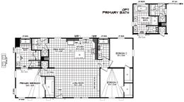 The FAWN Floor Plan. This Manufactured Mobile Home features 3 bedrooms and 2 baths.