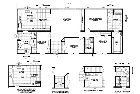 The TOMPKINS BLVD 6428-MS029 SECT Floor Plan. This Manufactured Mobile Home features 3 bedrooms and 2 baths.