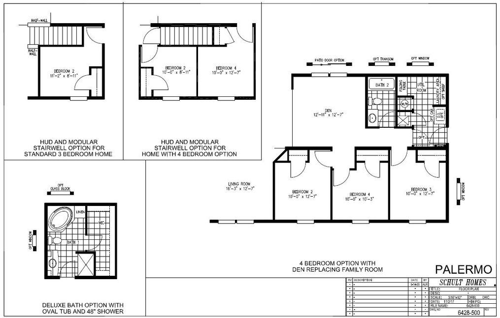 The PALERMO 6428-500-6 Floor Plan. This Manufactured Mobile Home features 3 bedrooms and 2 baths.