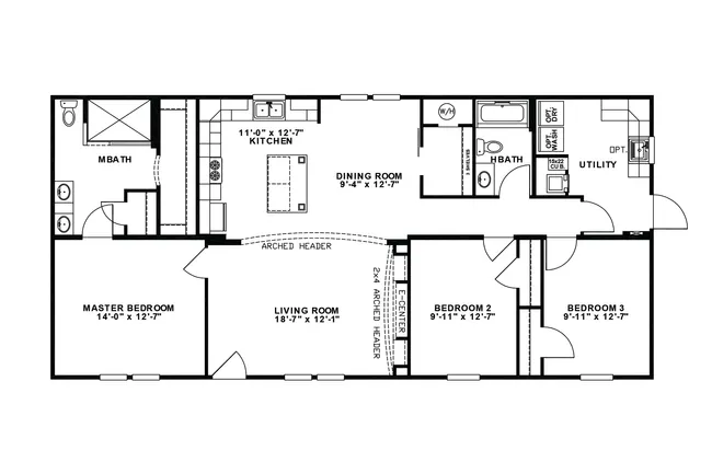 The WOODBRIDGE II LIL WOODY Floor Plan. This Manufactured Mobile Home features 3 bedrooms and 2 baths.