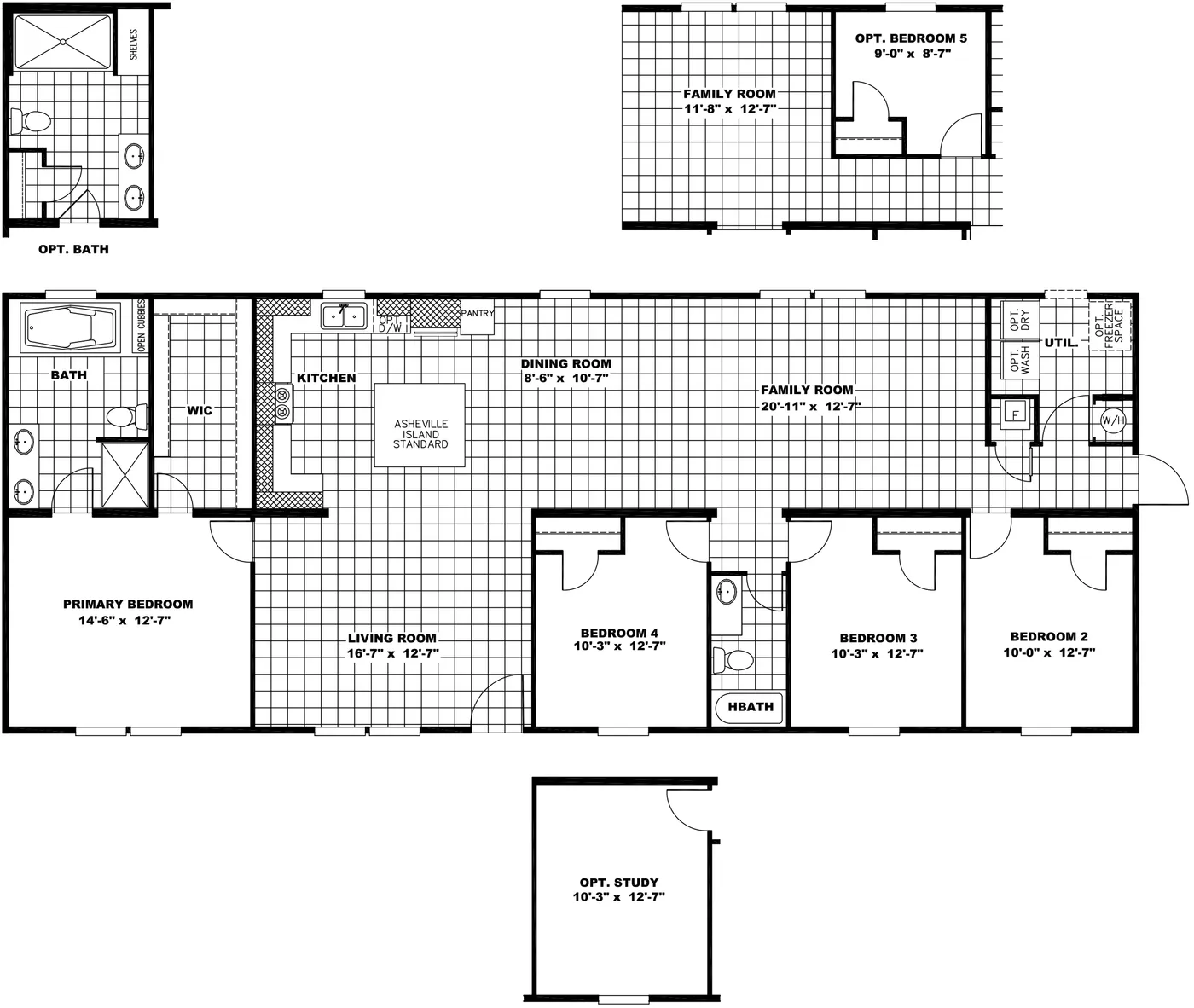 The ULTRA PRO 68 Floor Plan. This Manufactured Mobile Home features 4 bedrooms and 2 baths.