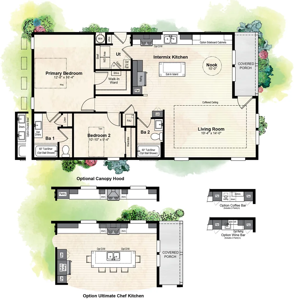The GPII-2748-2A OAK RANCH Floor Plan. This Manufactured Mobile Home features 2 bedrooms and 2 baths.