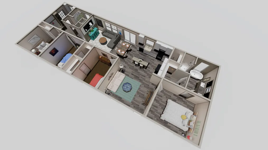 The AMELIA Floor Plan. This Manufactured Mobile Home features 4 bedrooms and 2 baths.