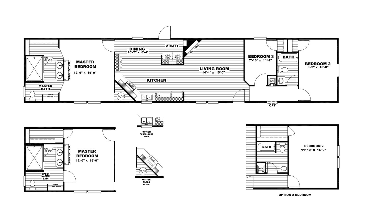 The ALL ABOUT THE SHOWER Floor Plan. This Manufactured Mobile Home features 3 bedrooms and 2 baths.