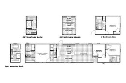The REVOLUTION 76A Floor Plan. This Manufactured Mobile Home features 3 bedrooms and 2 baths.