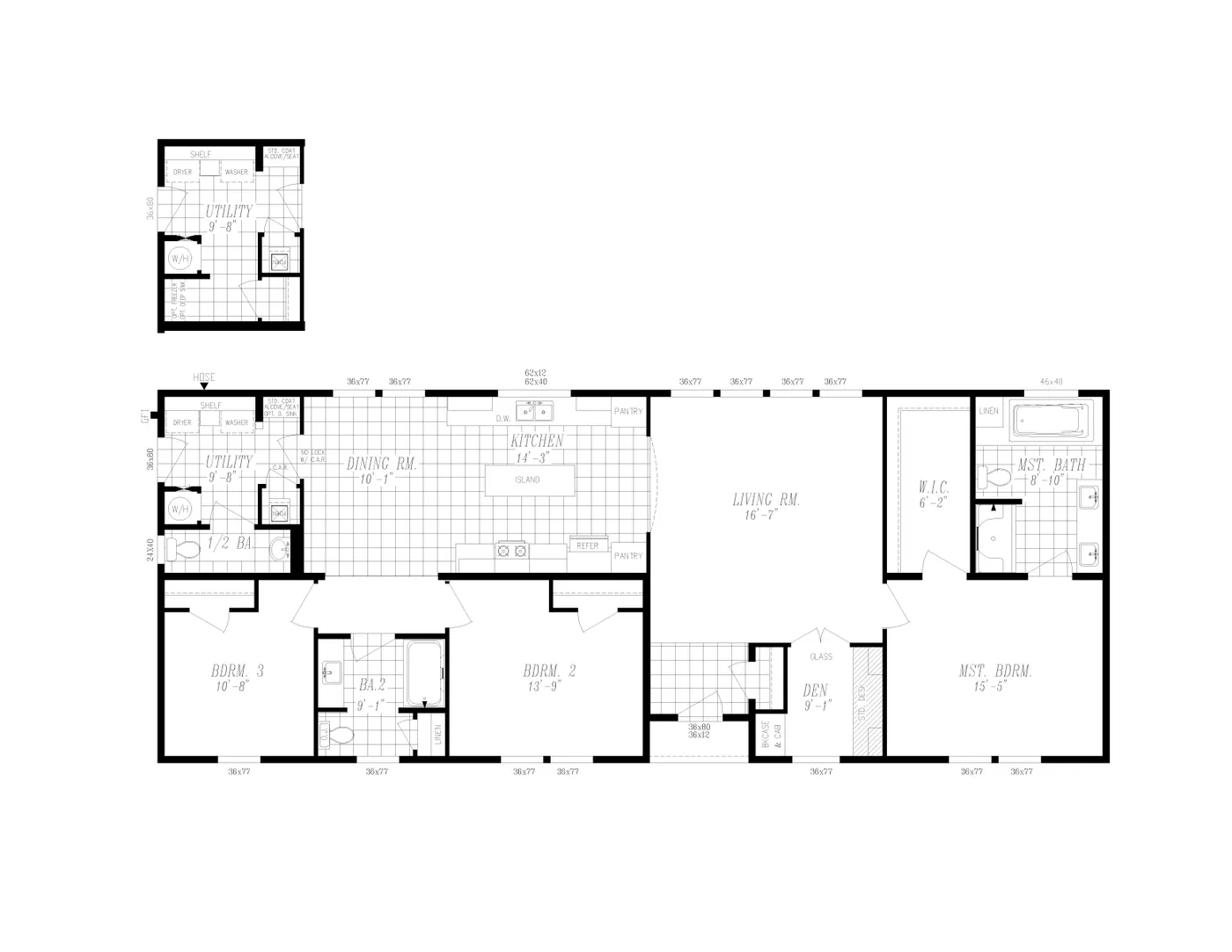The 2868 MARLETTE SPECIAL Floor Plan. This Manufactured Mobile Home features 3 bedrooms and 2.5 baths.