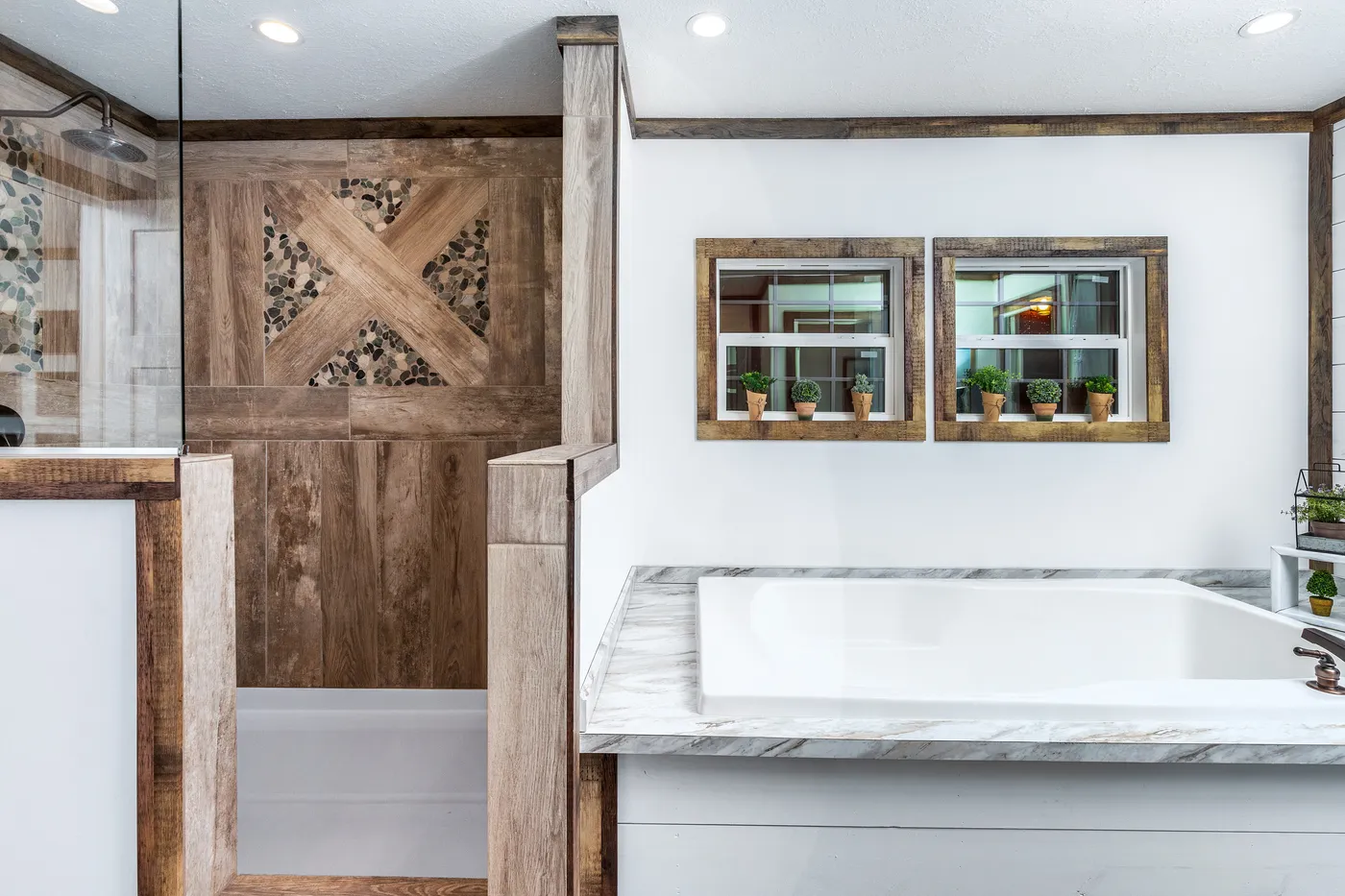 The THE LIZA JANE Primary Bathroom. This Manufactured Mobile Home features 3 bedrooms and 2 baths.