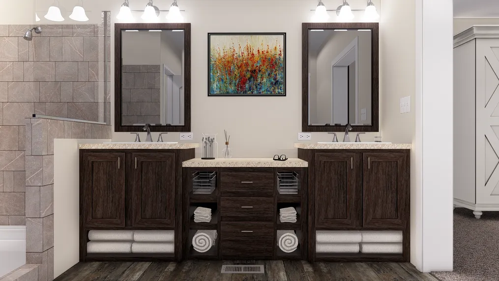 The ANNIVERSARY 3.0 Master Bathroom. This Manufactured Mobile Home features 3 bedrooms and 2 baths.