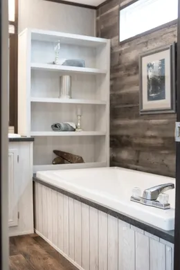 The THE SEASIDE Primary Bathroom. This Manufactured Mobile Home features 3 bedrooms and 2 baths.