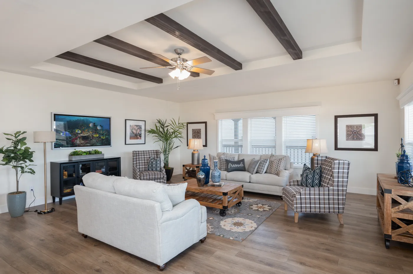 The CORONADO 3760A Living Room. This Manufactured Mobile Home features 3 bedrooms and 2.5 baths.