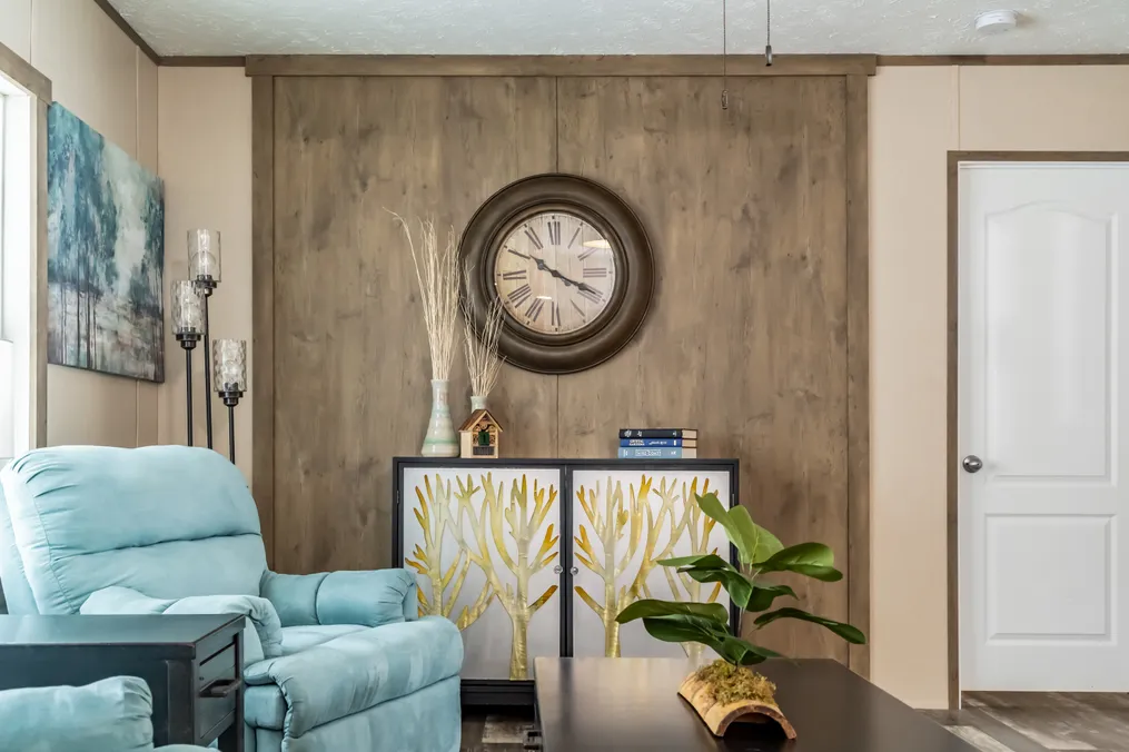 The ULTRA PRO 56B Living Room. This Manufactured Mobile Home features 3 bedrooms and 2 baths.