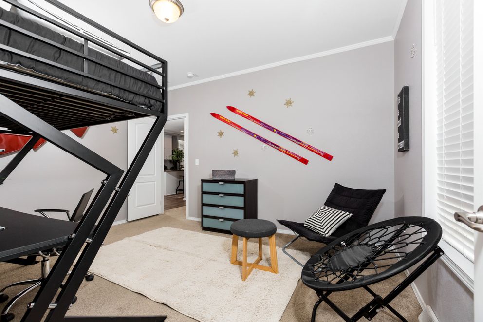 The ENCHANTMENT 3070A Bedroom. This Manufactured Mobile Home features 3 bedrooms and 2 baths.