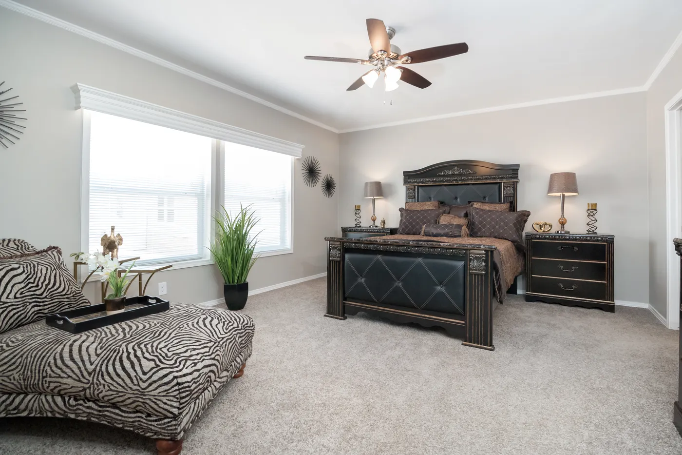 The K3076B Primary Bedroom. This Manufactured Mobile Home features 4 bedrooms and 2 baths.