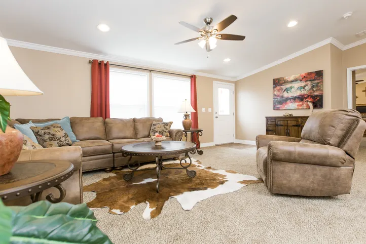 The K2776A Living Room. This Manufactured Mobile Home features 4 bedrooms and 2 baths.