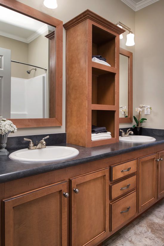 The 3539 JAMESTOWN Master Bathroom. This Modular Home features 3 bedrooms and 2 baths.