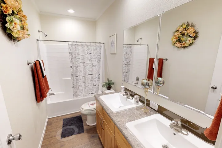 The K3066A Guest Bathroom. This Manufactured Mobile Home features 3 bedrooms and 2 baths.