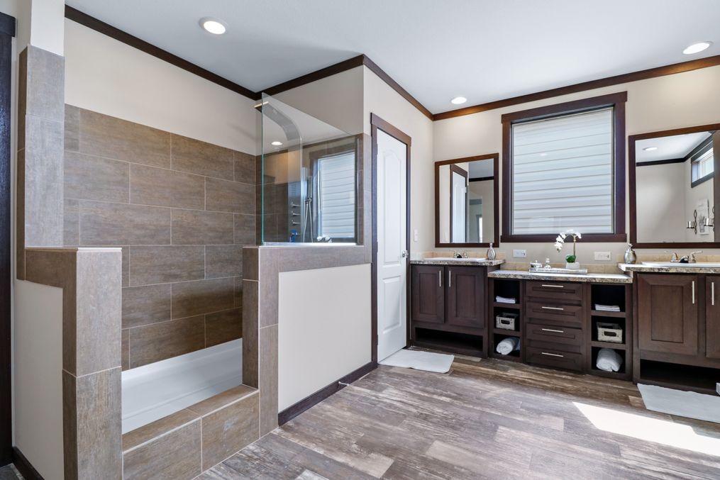 The THE DESTIN Master Bathroom. This Manufactured Mobile Home features 4 bedrooms and 3 baths.