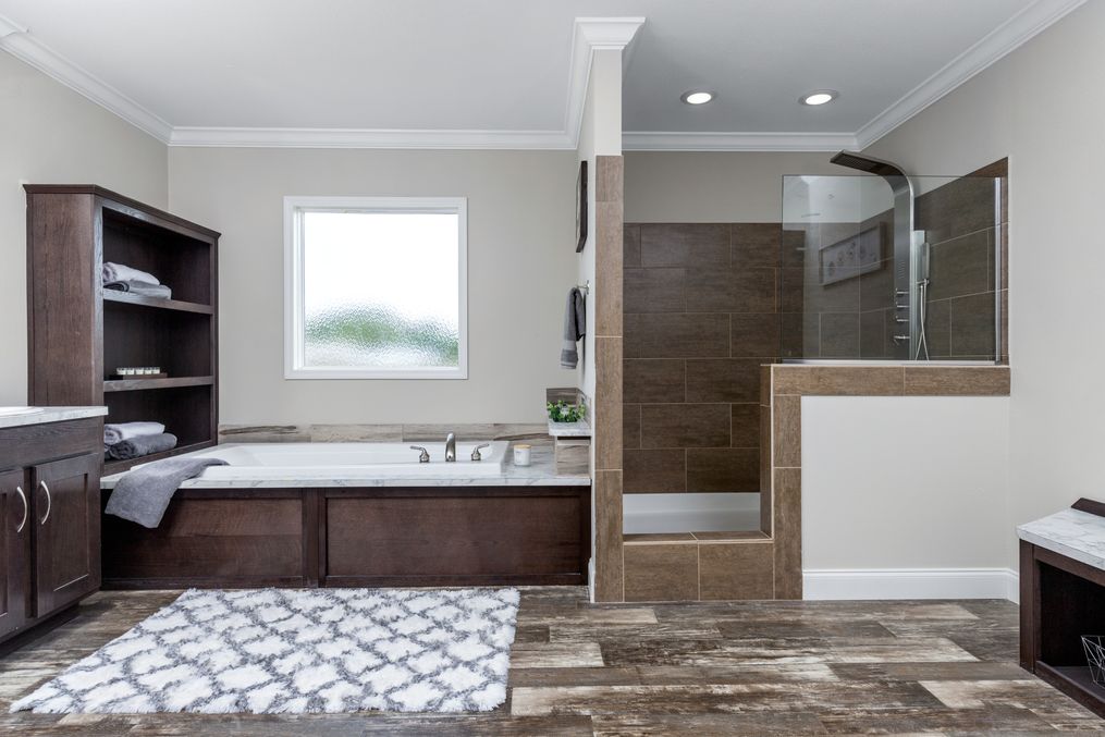 The THE YUKON Master Bathroom. This Manufactured Mobile Home features 4 bedrooms and 3 baths.