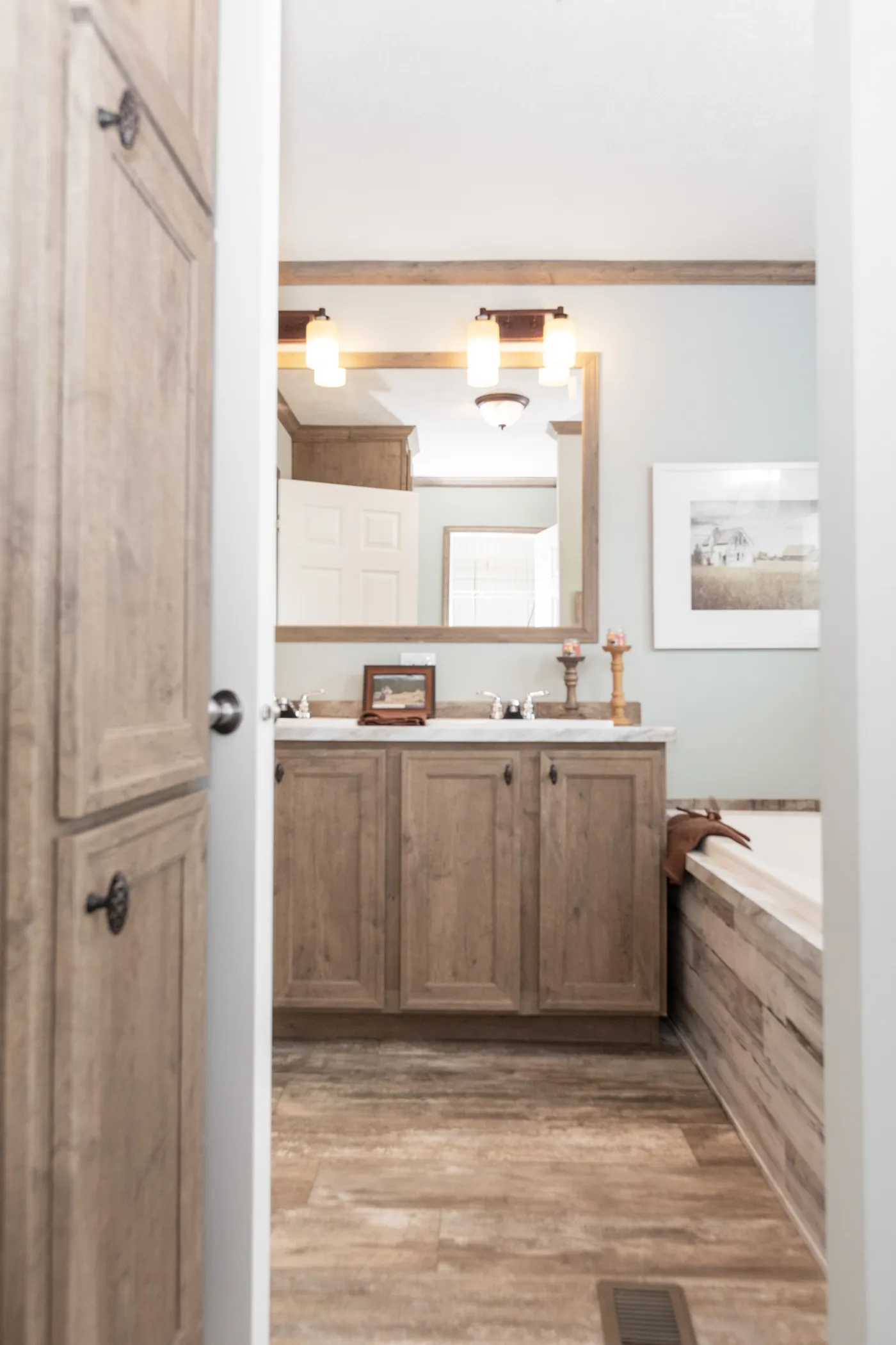 The THE MARION Primary Bathroom. This Manufactured Mobile Home features 3 bedrooms and 2 baths.