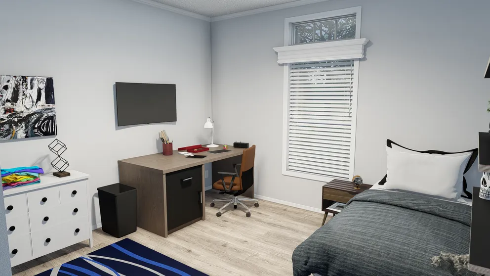 The SUM3076A Bedroom. This Manufactured Mobile Home features 4 bedrooms and 2.5 baths.