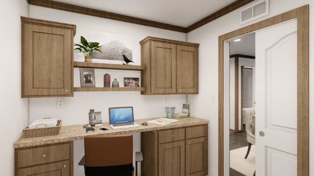 The THE WASHINGTON Study Nook. This Manufactured Mobile Home features 3 bedrooms and 2 baths.