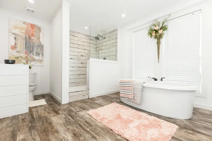 The THE LULABELLE Primary Bathroom. This Manufactured Mobile Home features 4 bedrooms and 3 baths.