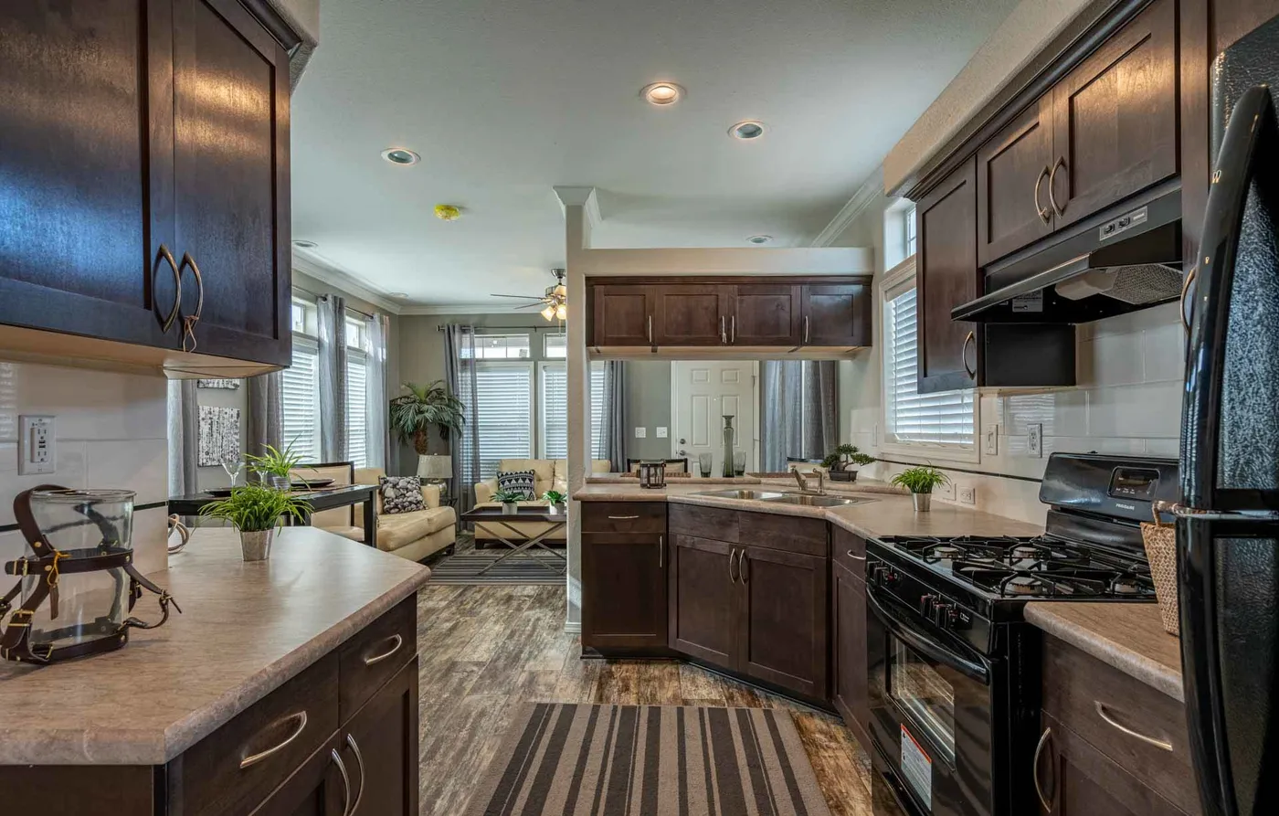 The K1640A Kitchen. This Manufactured Mobile Home features 1 bedroom and 1 bath.