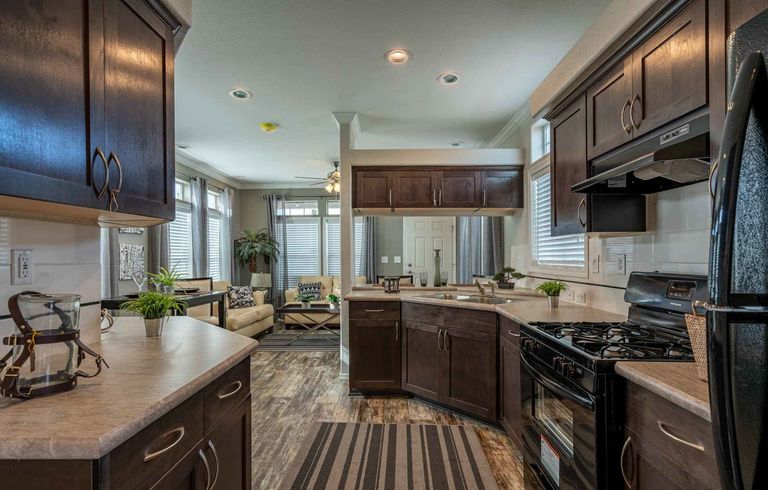 The K1640A Kitchen. This Manufactured Mobile Home features 1 bedroom and 1 bath.
