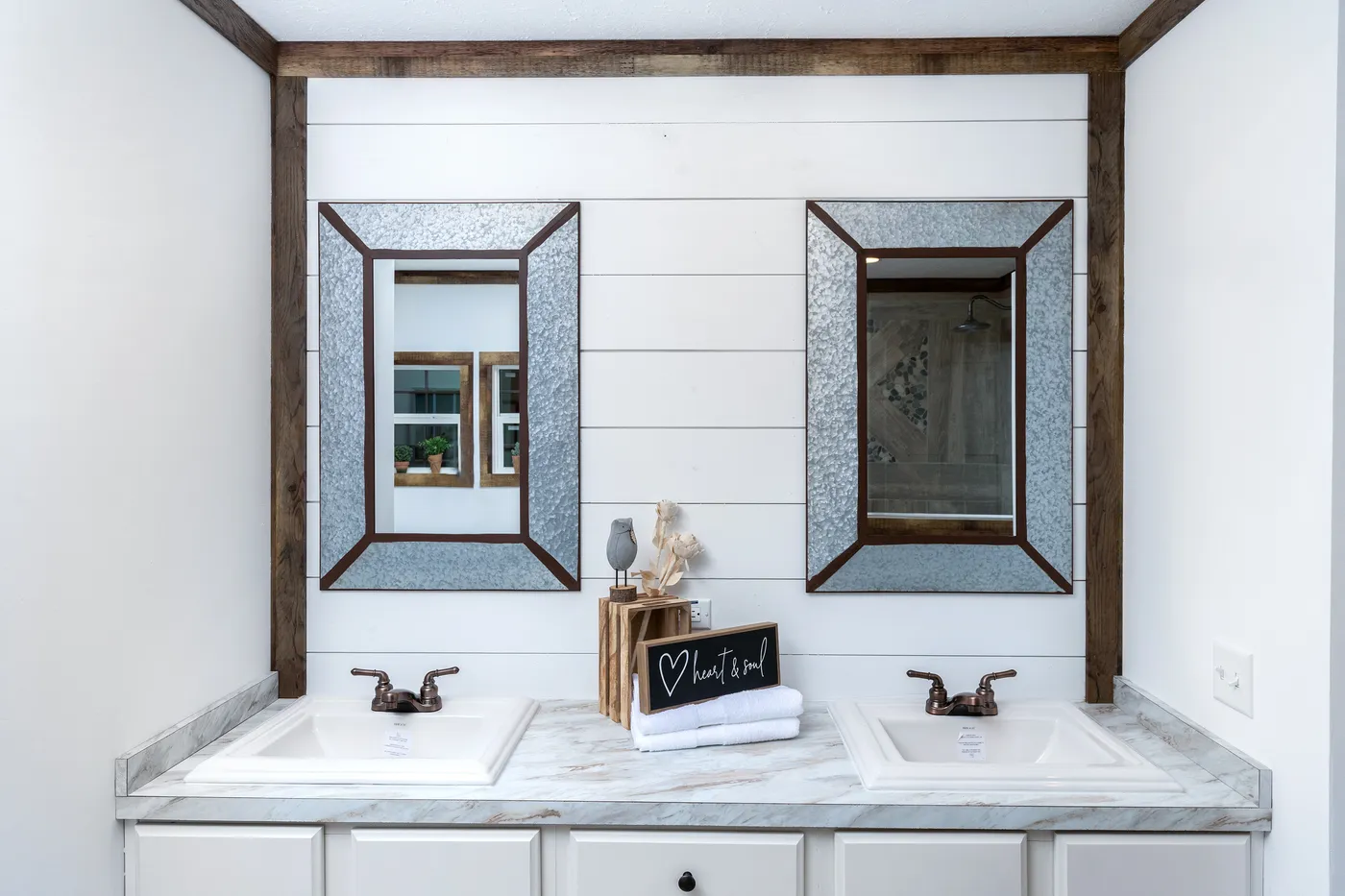 The THE LIZA JANE Primary Bathroom. This Manufactured Mobile Home features 3 bedrooms and 2 baths.