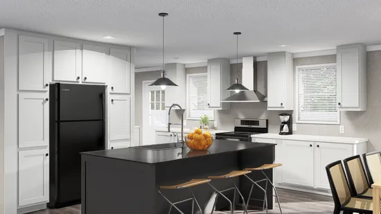 The THE FUSION 32H Kitchen. This Manufactured Mobile Home features 5 bedrooms and 3 baths.