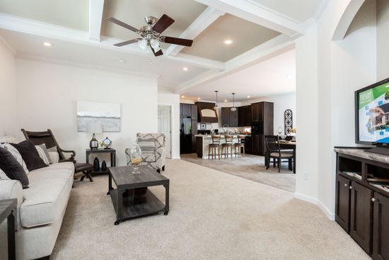 The THE FREEDOM XL 3276 4BR Living Room. This Manufactured Mobile Home features 4 bedrooms and 2 baths.