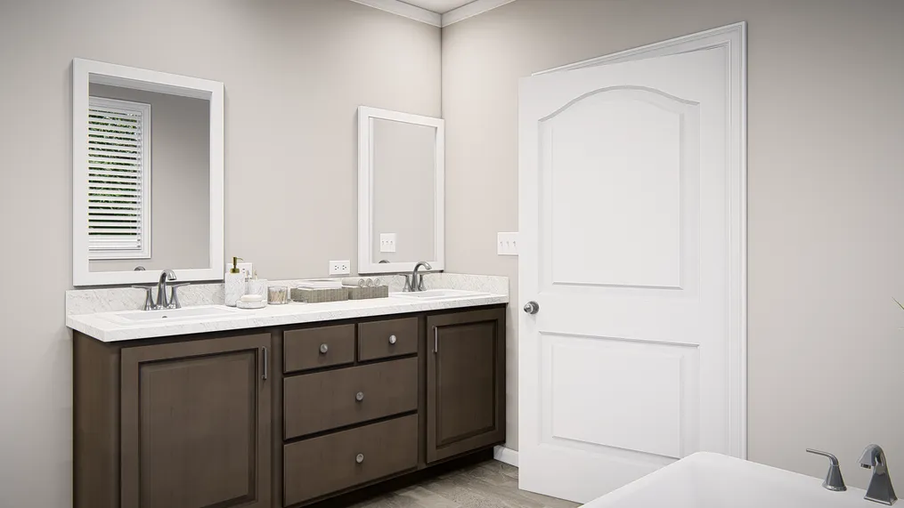The THE RIVIERA Master Bathroom. This Manufactured Mobile Home features 4 bedrooms and 2 baths.