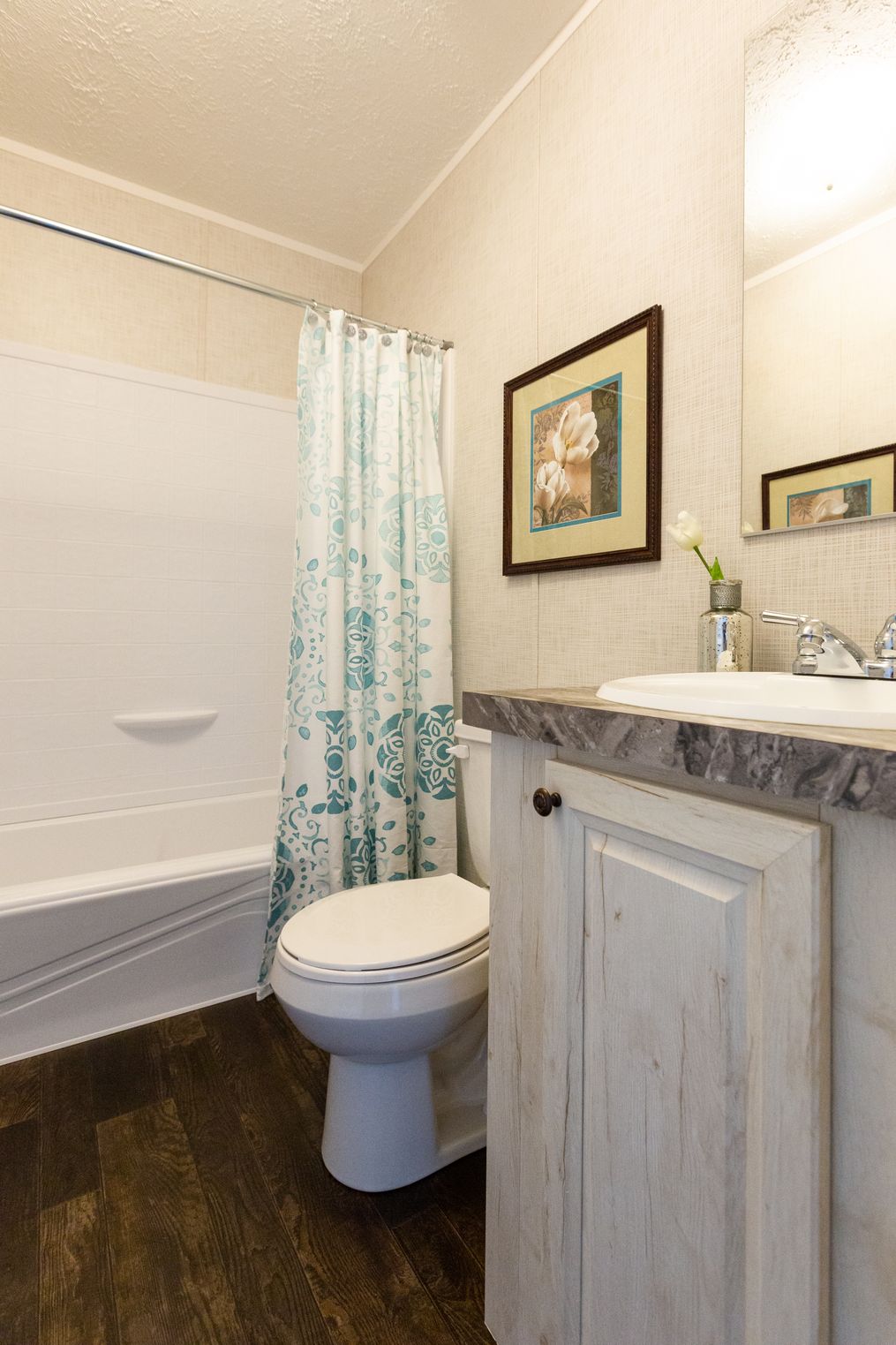 The FRONTIER Guest Bathroom. This Manufactured Mobile Home features 2 bedrooms and 2 baths.