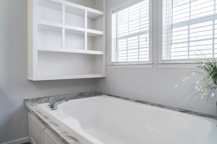 The THE LEAHY Primary Bathroom. This Manufactured Mobile Home features 4 bedrooms and 2 baths.